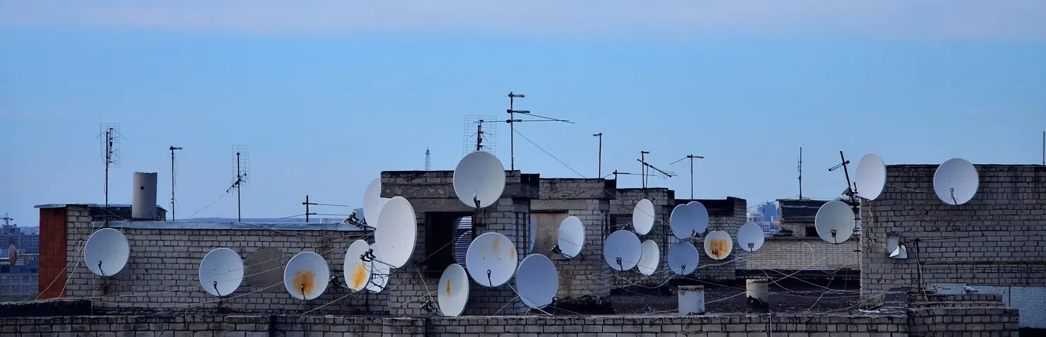 Satellite dish on building